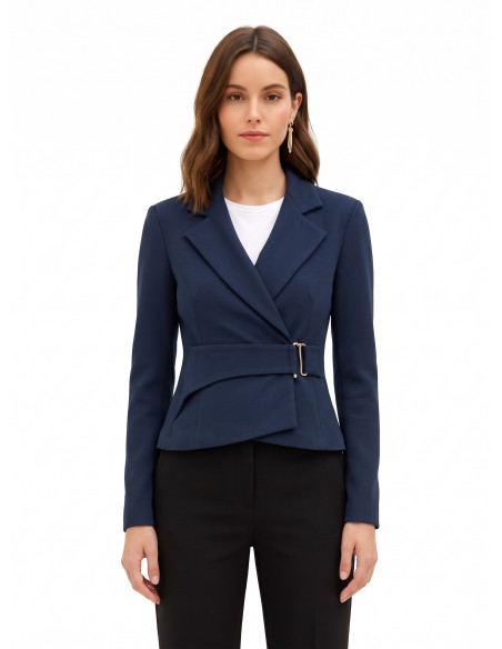 Veste blazer courte cintrée en polyviscose avec fermeture à crochets « Rinascimento »
