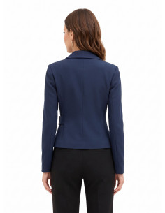 Short, Fitted Polyviscose Blazer Jacket with Hook Fastening by Rinascimento 2