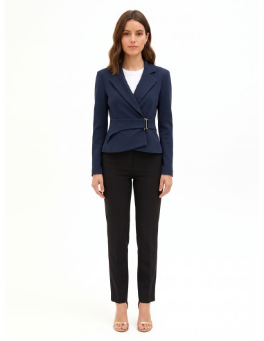 Short, Fitted Polyviscose Blazer Jacket with Hook Fastening by Rinascimento