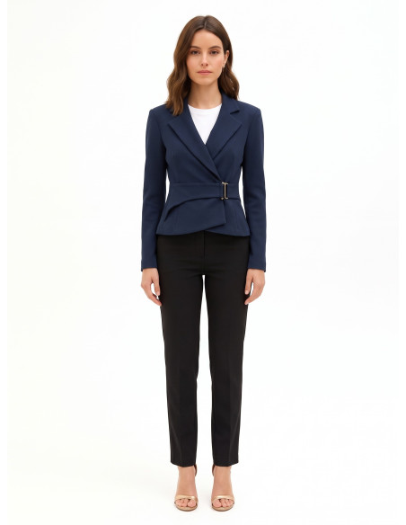 Short, Fitted Polyviscose Blazer Jacket with Hook Fastening by Rinascimento