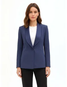 Technical Fabric Blazer Jacket with a Satin Shawl Collar by Rinascimento