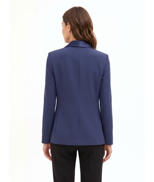 Giacca Blazer In Tessuto Tecnico Con Collo A Scialle In Raso Rinascimento