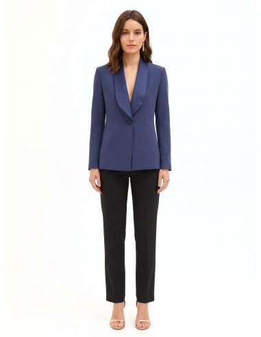 Veste blazer en tissu technique avec col châle en satin « Rinascimento »