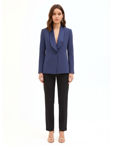 Veste blazer en tissu technique avec col châle en satin « Rinascimento »
