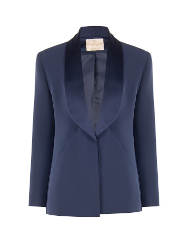 Veste blazer en tissu technique avec col châle en satin « Rinascimento »