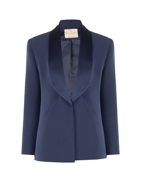 Technical Fabric Blazer Jacket with a Satin Shawl Collar by Rinascimento