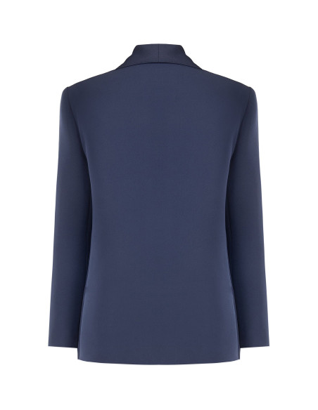 Giacca Blazer In Tessuto Tecnico Con Collo A Scialle In Raso Rinascimento