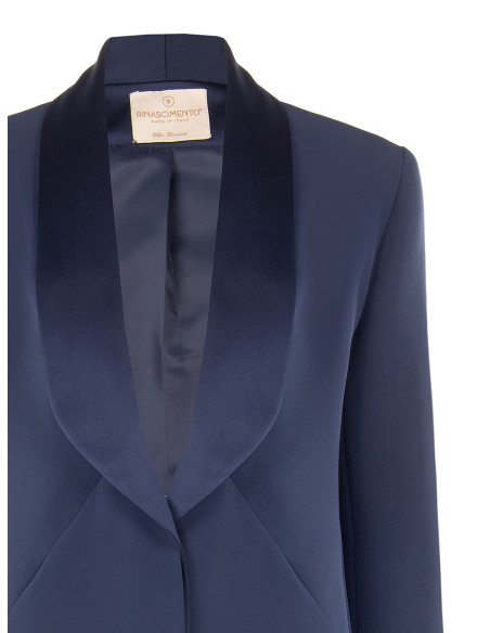 Veste blazer en tissu technique avec col châle en satin « Rinascimento »