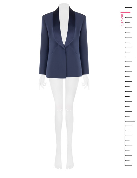 Giacca Blazer In Tessuto Tecnico Con Collo A Scialle In Raso Rinascimento