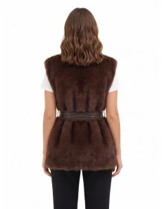 Gilet long ouvert en fourrure synthétique avec ceinture assortie en simili-cuir « Rinascimento » 2