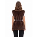 Gilet Lungo Aperto In Pelliccia Sintetica Con Cintura In Similpelle Abbinata Rinascimento
