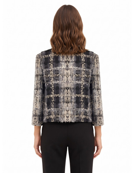 Short Bouclé Tweed Jacket with Lurex and Rinascimento-style Shoulder Pads