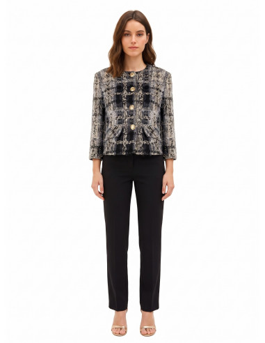 Veste courte en tweed bouclé avec lurex et épaulettes « Rinascimento »