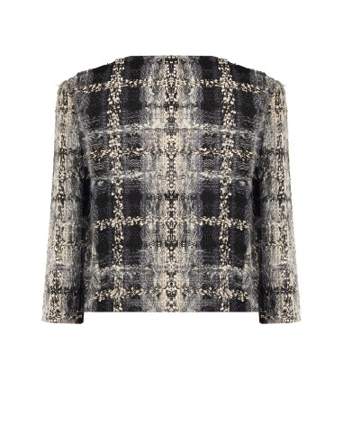 Giacca Corta In Tweed Bouclé Con Lurex E Spalline Rinascimento