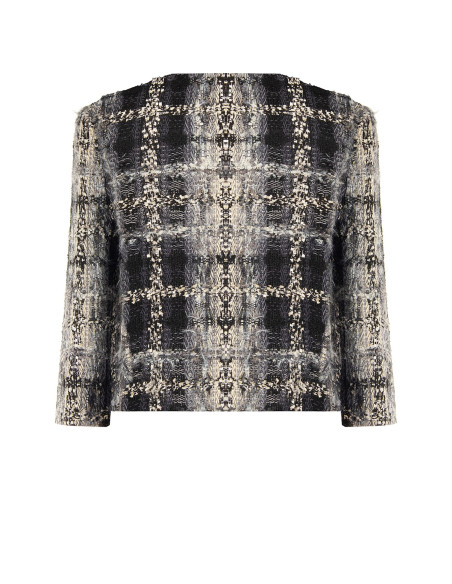Giacca Corta In Tweed Bouclé Con Lurex E Spalline Rinascimento