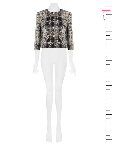 Veste courte en tweed bouclé avec lurex et épaulettes « Rinascimento »