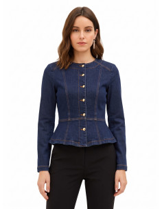 Veste à basque en denim extensible, délavage « Zero Rinascimento »