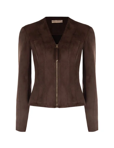 Sfinavaro Cropped Jacket in Dainetto-Style Fabric with a V-neck and ‘Rinascimento’ epaulettes