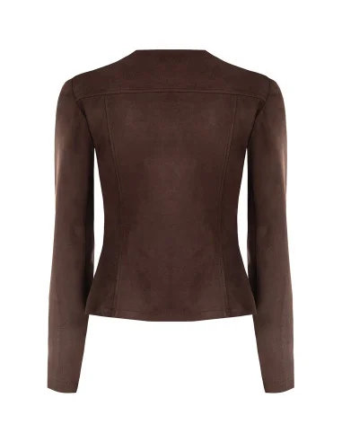 Sfinavaro Cropped Jacket in Dainetto-Style Fabric with a V-neck and ‘Rinascimento’ epaulettes