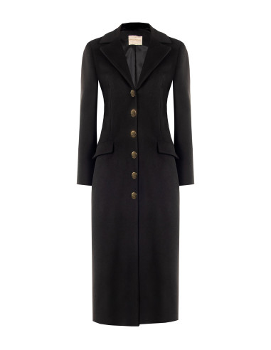 Manteau extra-long en drap avec col en fausse fourrure amovible « Rinascimento »