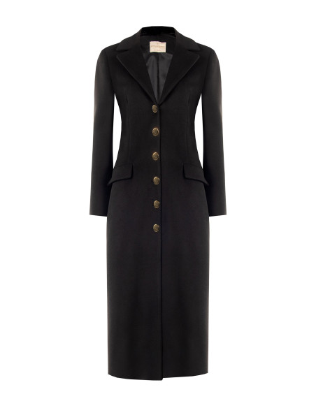 Rinascimento Extra-Long Wool Coat with Detachable Faux Fur Collar