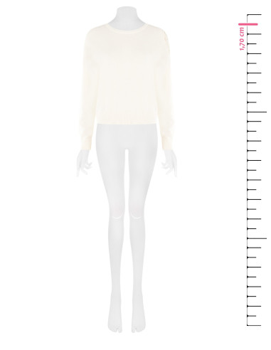 Pull fin en mélange de viscose et de laine avec empiècement au crochet sur l'épaule « Rinascimento »