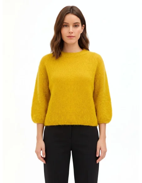 Pull ample en mélange de mohair à manches 3/4 « Rinascimento »
