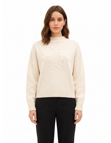 Pull ample en mélange de viscose et de laine, avec logo « RR » entrelacé en relief « Rinascimento »