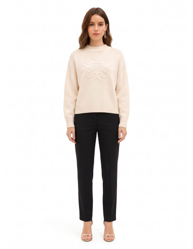 Oversized jumper in a viscose and wool blend with an embossed, interwoven ‘RR’ logo – Rinascimento