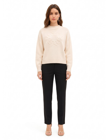 Oversized jumper in a viscose and wool blend with an embossed, interwoven ‘RR’ logo – Rinascimento