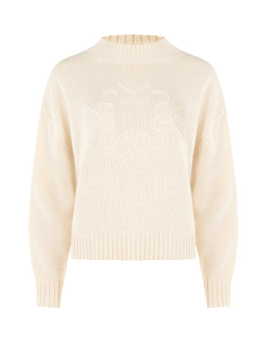Oversized jumper in a viscose and wool blend with an embossed, interwoven ‘RR’ logo – Rinascimento