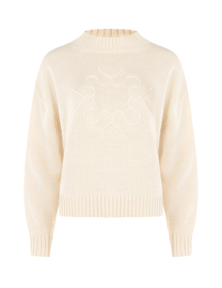 Pull ample en mélange de viscose et de laine, avec logo « RR » entrelacé en relief « Rinascimento »