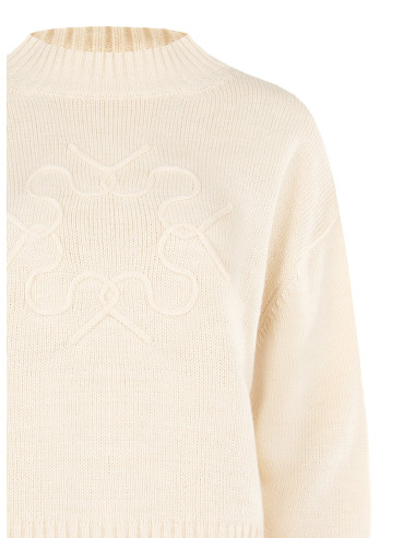 Pull ample en mélange de viscose et de laine, avec logo « RR » entrelacé en relief « Rinascimento »