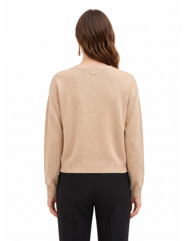 Pull en mélange de viscose et de laine, motif en losanges avec lurex « Rinascimento »