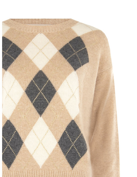 Maglione In Misto Viscosa E Lana Motivo A Rombi Con Lurex Rinascimento