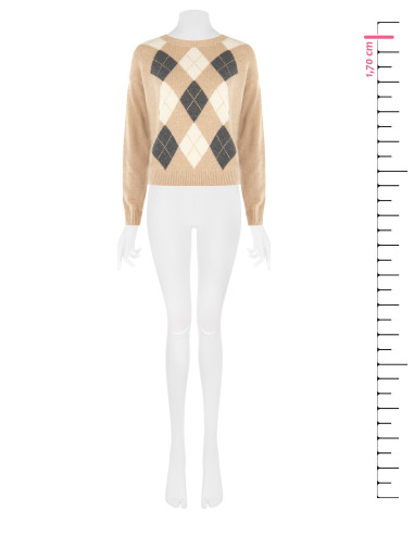 Maglione In Misto Viscosa E Lana Motivo A Rombi Con Lurex Rinascimento