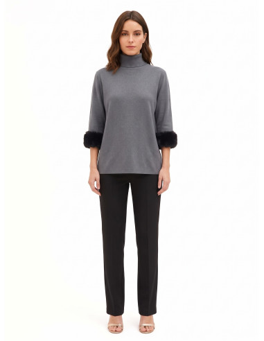 Maglione Dolcevita Ampio Con Inserti Di Pelliccia Sintetica Rinascimento