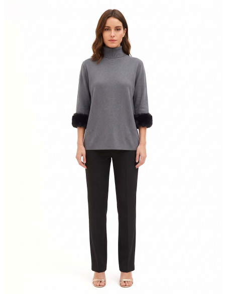 Maglione Dolcevita Ampio Con Inserti Di Pelliccia Sintetica Rinascimento