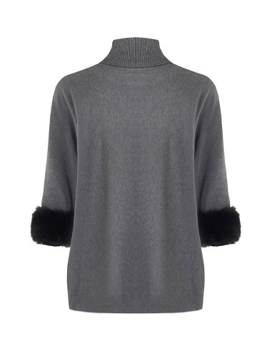 Maglione Dolcevita Ampio Con Inserti Di Pelliccia Sintetica Rinascimento