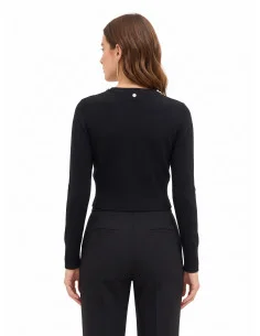 Pull court en mélange de viscose avec des cristaux cabochons sur le col rond « Rinascimento » 2