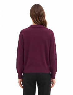 Pull polo ample en mélange de viscose avec des cristaux cabochons sur le col « Rinascimento » 2