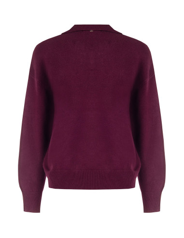 Pull polo ample en mélange de viscose avec des cristaux cabochons sur le col « Rinascimento »