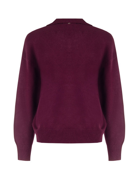 Maglione Polo Ampio In Misto Viscosa Con Cristalli Cabochon Sul Colletto Rinascimento