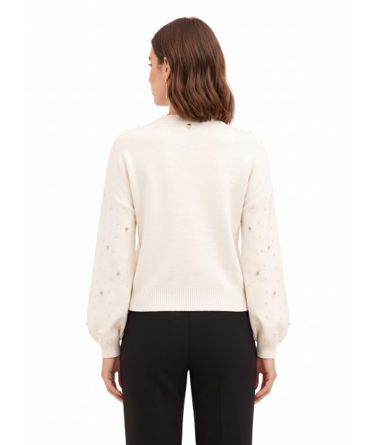 Maglione In Misto Viscosa Con Cristalli E Perle Rinascimento