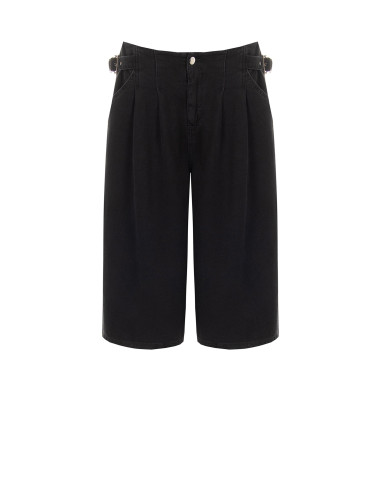 Jeans Bermuda Wide Leg Con Cinturini Sui Fianchi E Doppia Pinces Rinascimento