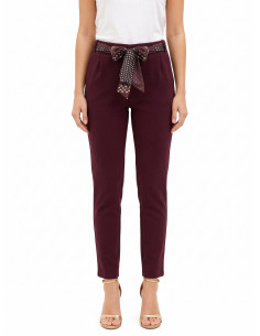Skinny trousers in polyviscose with an elasticated waistband at the back and a Rinascimento-branded scarf