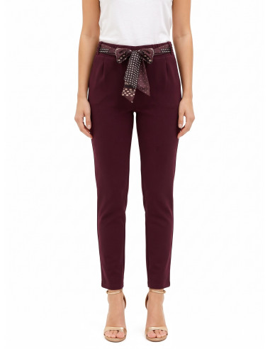 Pantaloni Skinny In Poliviscosa Con Elastico Dietro E Foulard Logato Rinascimento