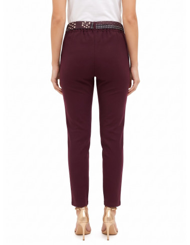 Pantaloni Skinny In Poliviscosa Con Elastico Dietro E Foulard Logato Rinascimento