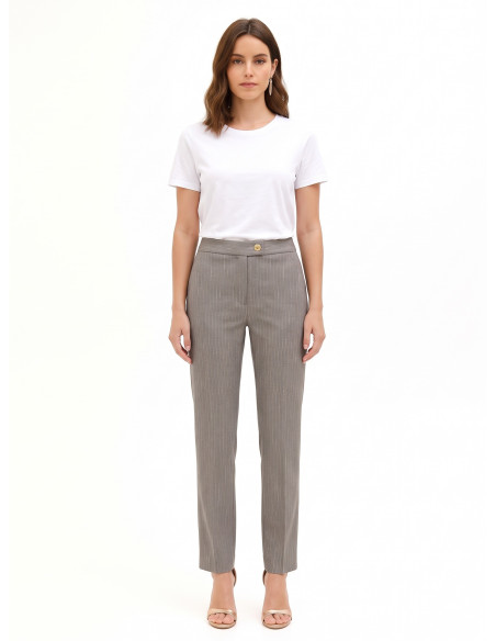Pantaloni Dritti A Righe Ricamate Rinascimento