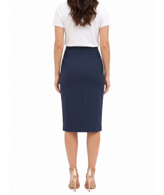 Rinascimento Polyviscose Sheath Skirt with a Slit